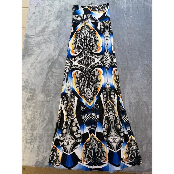 J Uptown USA Dresses & Skirts - J Uptown USA Womens Small Black Blue Abstract Geometric Strapless Maxi Dress